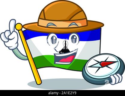 Explorer flag lesotho isolated in the character Stock Vector