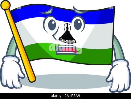 Afraid flag lesotho isolated in the character Stock Vector