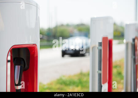 Charing station for an electric car Stock Photo