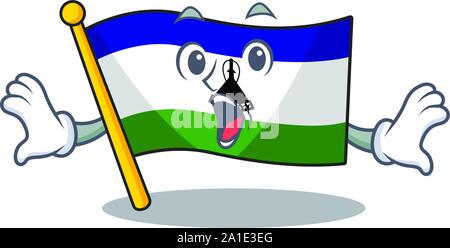 Surprised flag lesotho isolated in the character Stock Vector