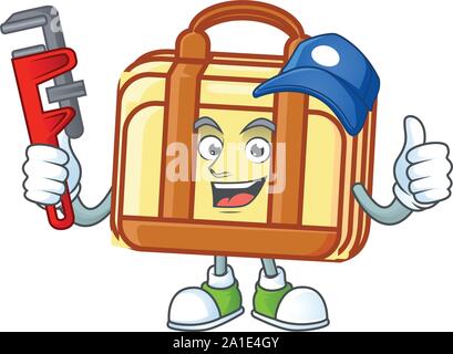 Plumber work suitcase character on white background Stock Vector