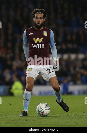 Brighton, UK. 25 September 2019 Villa's Jota during the Carabao Cup third round match  between Brighton & Hove Albion and Aston Villa at the American Express Community Stadium in Brighton. Credit: James Boardman/TPI/ Alamy Live News Stock Photo