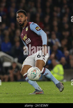 Brighton, UK. 25 September 2019 Villa's Douglas Luiz during the Carabao Cup third round match  between Brighton & Hove Albion and Aston Villa at the American Express Community Stadium in Brighton. Credit: James Boardman/TPI/ Alamy Live News Stock Photo