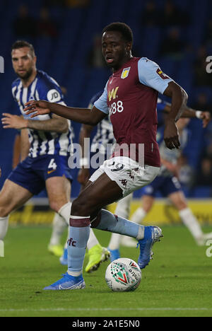 Brighton, UK. 25 September 2019 Villa's Keinan Davis during the Carabao Cup third round match  between Brighton & Hove Albion and Aston Villa at the American Express Community Stadium in Brighton. Credit: James Boardman/TPI/ Alamy Live News Stock Photo