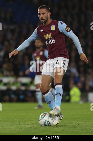 Brighton, UK. 25 September 2019 Villa's Conor Hourihane during the Carabao Cup third round match  between Brighton & Hove Albion and Aston Villa at the American Express Community Stadium in Brighton. Credit: James Boardman/TPI/ Alamy Live News Stock Photo