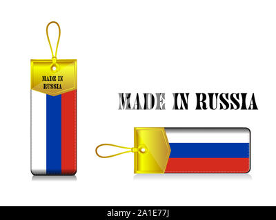 Lable Made In Russia With Emoji Flag Of Russian Stock Photo Alamy