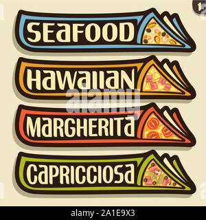 Pizza labels. Pizzeria logo design italian cuisine pie food