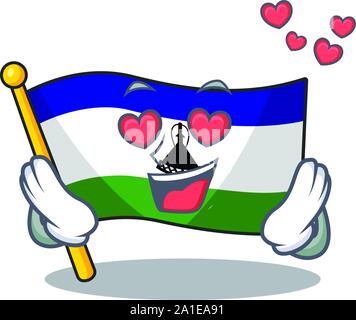 In love flag lesotho isolated in the character Stock Vector