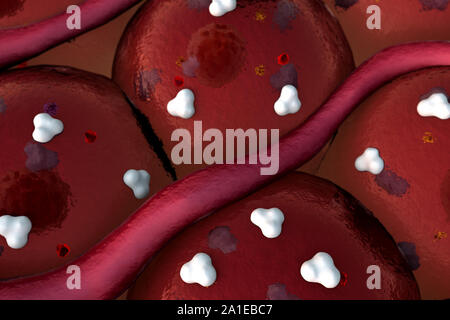 protein on the cell surface, receptors and vein on the cells surface Stock Photo