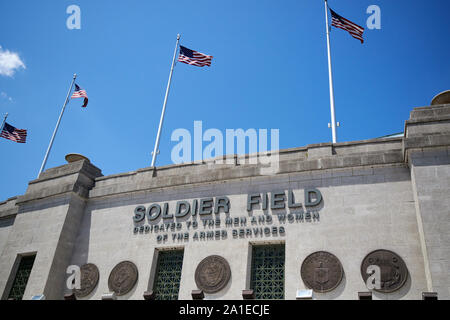 us flags and services badges at soldier field chicago illinois united states of america Stock Photo