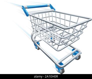 Fast Shopping Cart Trolley At High Speed Stock Vector