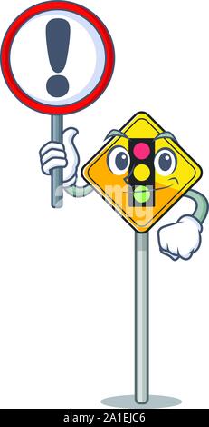 With sign traffic light ahead on the cartoon Stock Vector