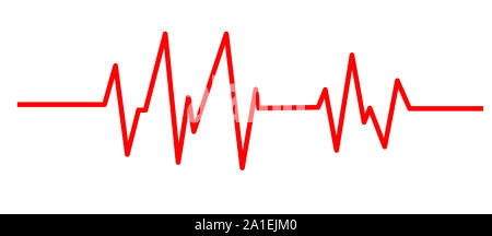 Heart pulse. Red and white background colors. Heartbeat lone, cardiogram Stock Photo