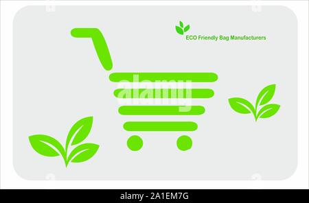 Eco-Friendly Shopping Trolley Icon Stock Photo