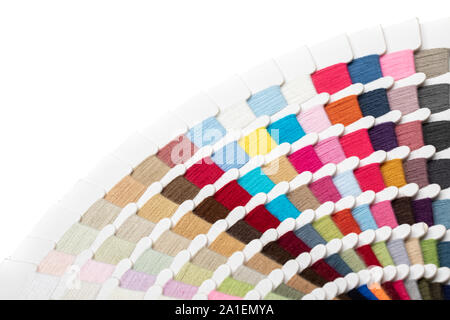 Color yarn thread sample swatches close-up Stock Photo