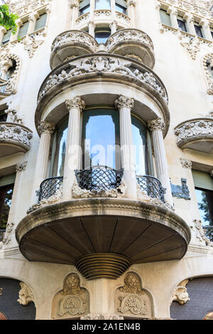Casa Lleó Morera, balcony and facade exterior,  Modernist Architecture Eixample, Passeig de Gràcia, Barcelona, Spain