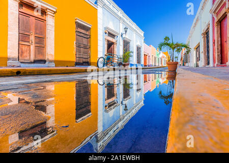 Campeche, Mexico. Street in the Old Town of San Francisco de Campeche. Stock Photo