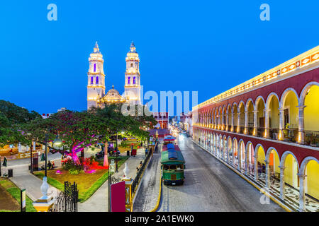 Campeche, Mexico. Independence Plaza in the Old Town of San Francisco de Campeche. Stock Photo