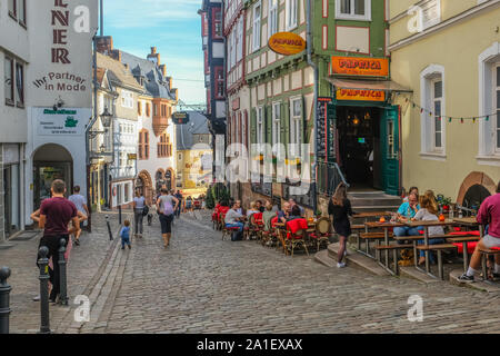 Historic City Center of Marburg at the river Lahn, Hesse, Germany with traditional houses Stock Photo