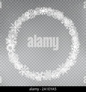 snowflakes round frame template Stock Vector