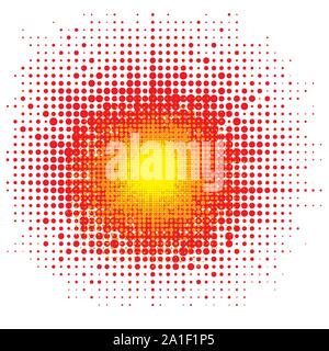 Halftone Explode Flash, Cartoon Explosion, Dotted Star Burst. Stock Vector