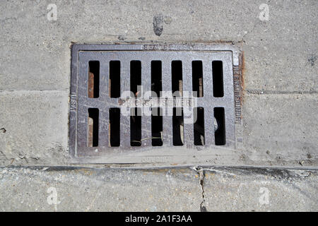 metal chicago sewer storm drain grate from neenah foundry co chicago illinois united states of america Stock Photo