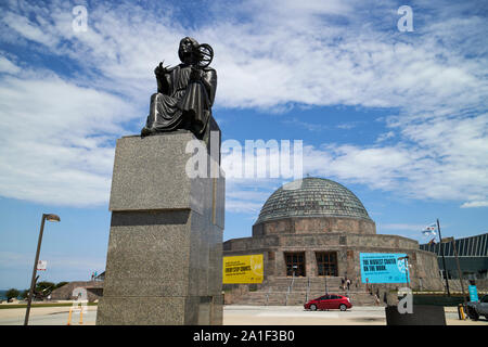 statue of nicolaus copernicus outside the adler planetarium chicago illinois united states of america Stock Photo