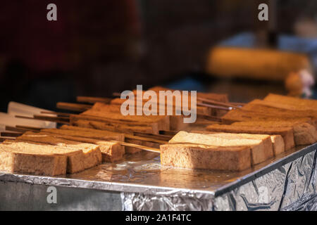 Tofu sticks at at Nishiki market in Kyoto Stock Photo