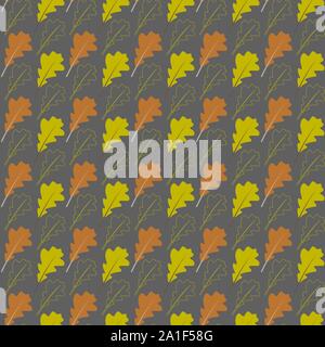 Seamless vector pattern with autumn leaves on a dark background. Stock Vector