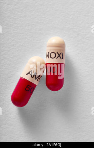 Amoxicillin capsules Stock Photo