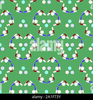 Colorful Pills Seamless Pattern Isolated on Green Background. Medical Texture Stock Vector