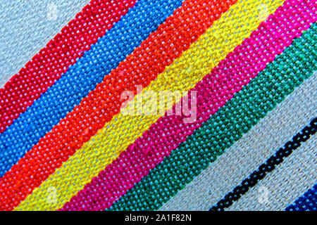 texture, woven fabric, cotton, colorful stripes Stock Photo