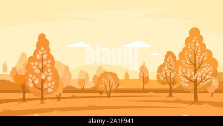 Autumn landscape with fields Stock Vector