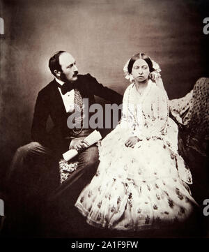 Queen Victoria (1819-1901) and Prince Albert (1819-1861), photograph by Roger Felton (1819-1869) taken in 1854 at Buckingham Palace, London. Stock Photo