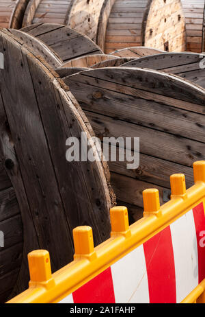 Wooden cable reels hi-res stock photography and images - Alamy