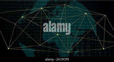 digital network world with binary code background vector illustration EPS10 Stock Vector
