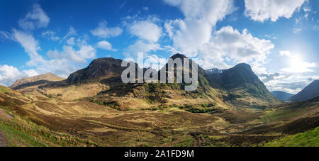 The three sisters in Glen Coe during a bright and sunny day Stock Photo