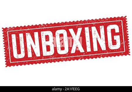 Unboxing sign or stamp on white background, vector illustration Stock Vector