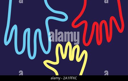 Hand arms palms lines family symboll mother father baby. Color vector illustration EPS8 Stock Vector