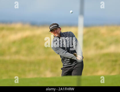ST ANDREWS, SCOTLAND. 26 SEPTEMBER 2019: Musician Dave Farrell during round one of the Alfred Dunhill Links Championship, European Tour Golf Tournament at St Andrews, Scotland Stock Photo
