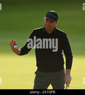 ST ANDREWS, SCOTLAND. 26 SEPTEMBER 2019: Shane Warne during round one of the Alfred Dunhill Links Championship, European Tour Golf Tournament at St Andrews, Scotland Stock Photo