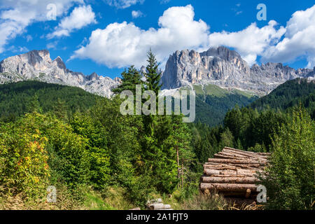 drive through dolomite mountain range Stock Photo