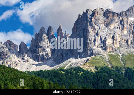 drive through dolomite mountain range Stock Photo