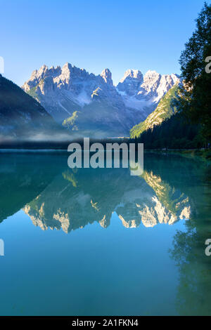 drive through dolomite mountain range Stock Photo