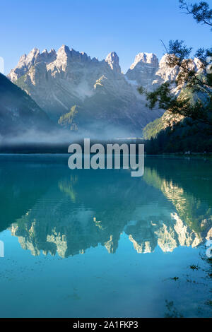 drive through dolomite mountain range Stock Photo