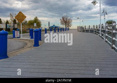 Waterfront, Pickering, Canada, May 2016 - A popular boardwalk of the waterfront at dusk Stock Photo