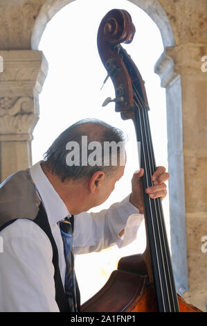 Csardas musician, Castle hill. Budapest, Hungary Stock Photo