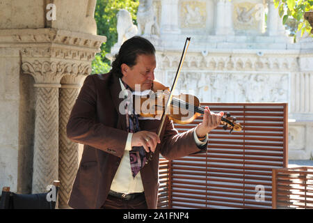 Csardas musician, Castle hill. Budapest, Hungary Stock Photo