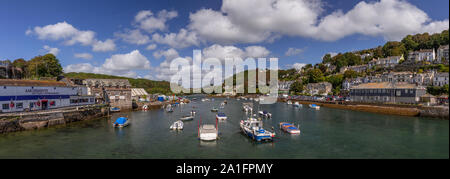 Panoramic view of Looe harbour, Cornwall, England Stock Photo