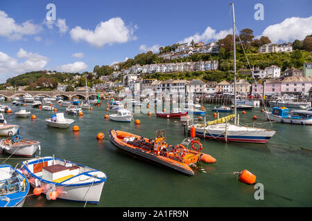 Boats in Looe harbour, Cornwall, England Stock Photo